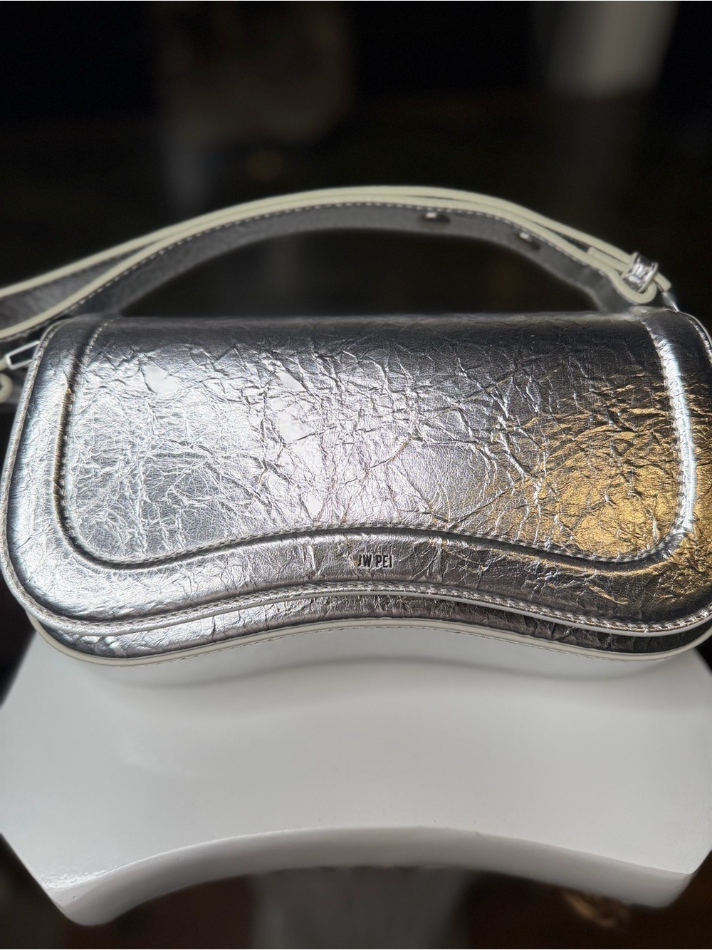 JW PEI Hana Mini Shoulder Bag Silver Metallic Vegan Leather Y2K | EUC